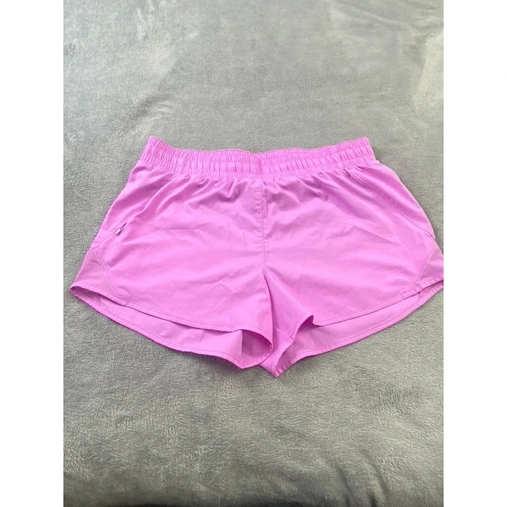 All in Motion Shorts Womens M High Rise Pink Crinkle Pockets With Zipper Running